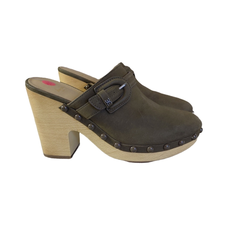 Sam Edelman Nyla Army Green Plaform Clogs Women's Size 9 Suede Mules